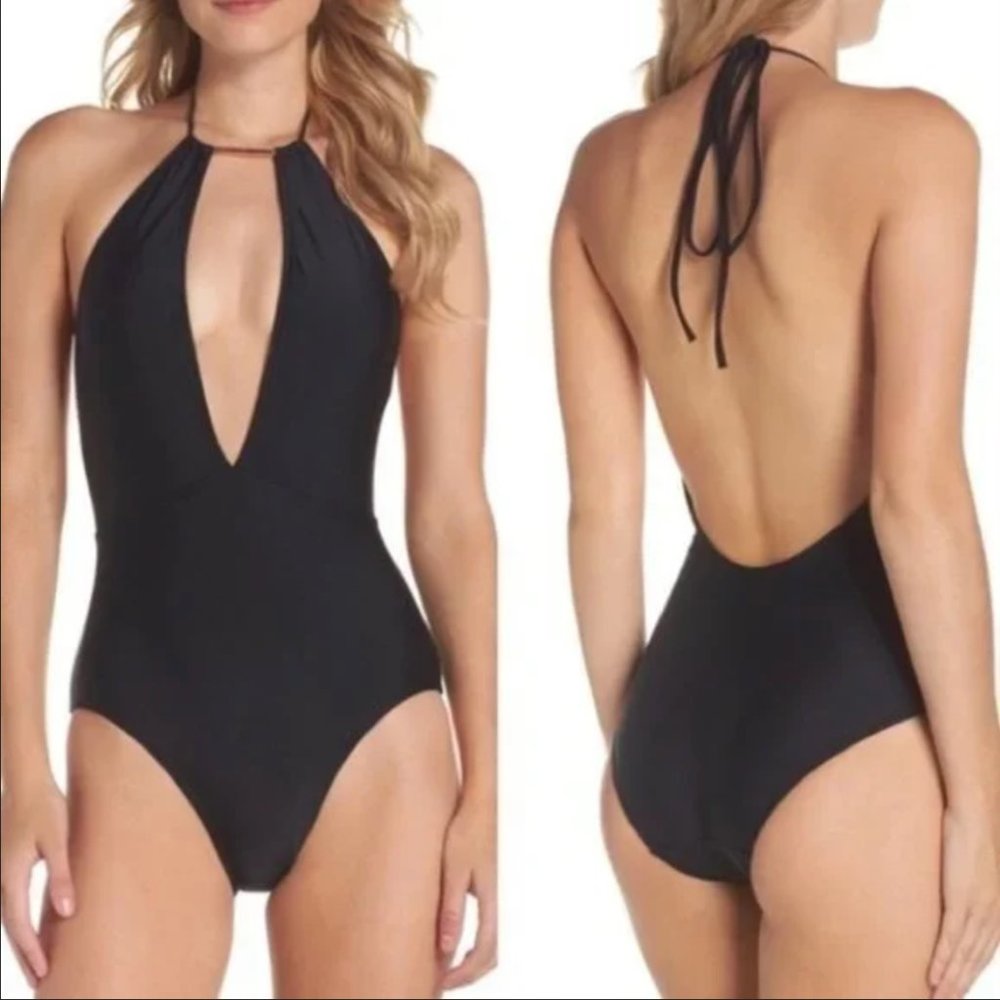 Ted Baker Black Pikaa Halter One Piece Swimsuit Size US 6